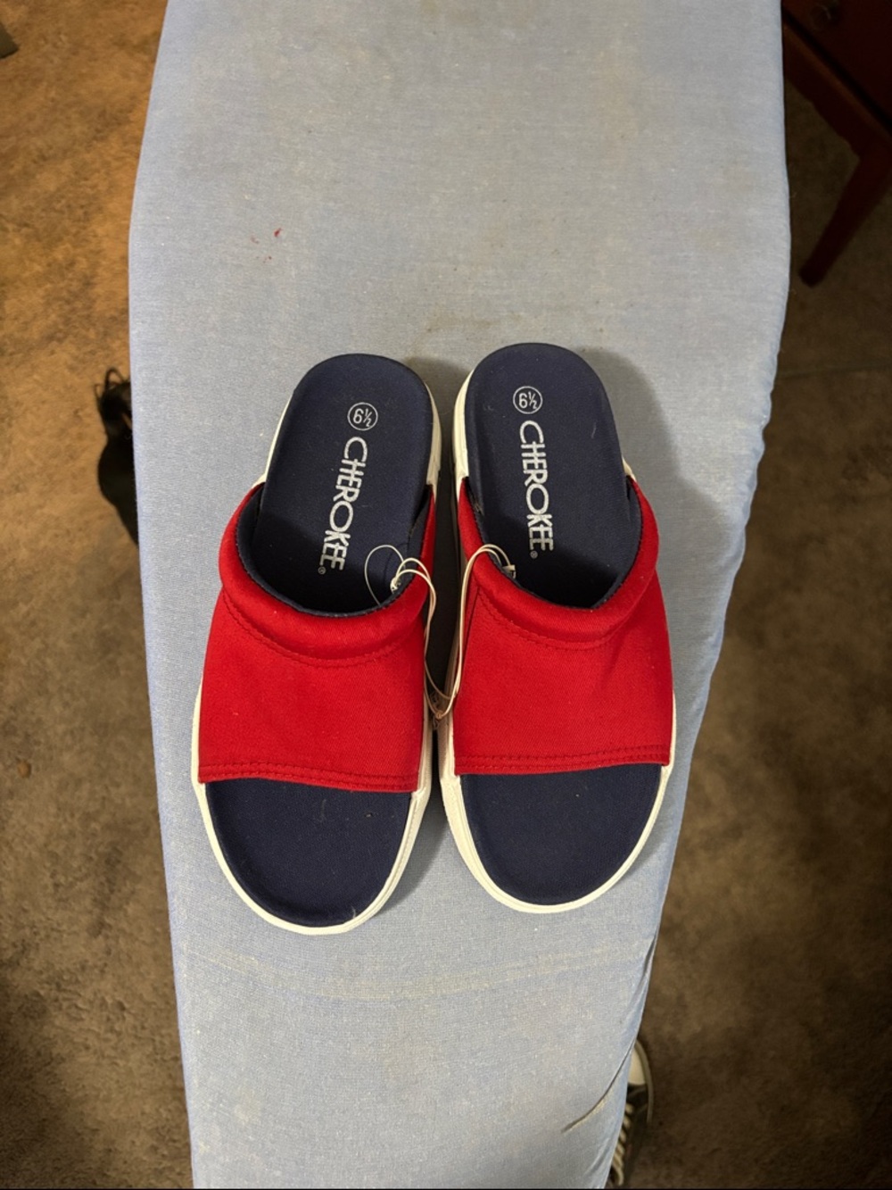 Cherokee Red & Navy Slip-On Comfort Slides